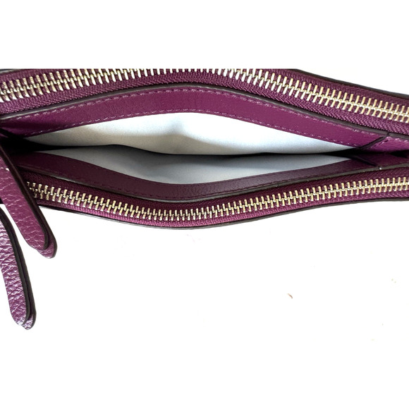 Henri Bendel Crossbody Bag Purple Leather Top Zip Dividers Chain-Link Strap - Picture 11 of 14